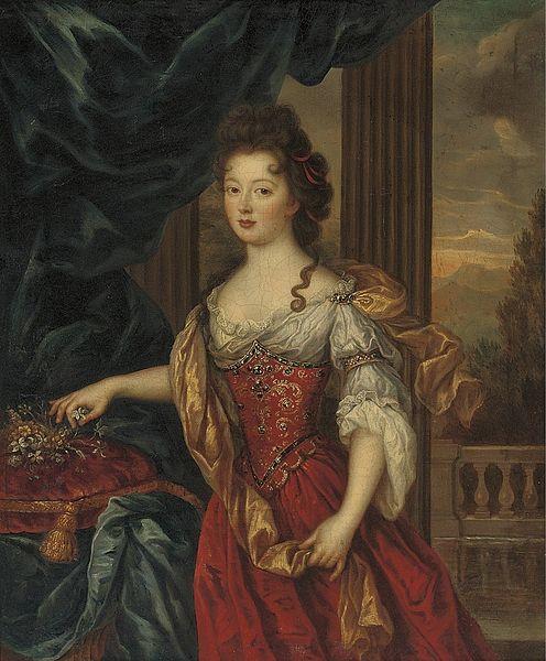 Pierre Mignard Marie Therese de Bourbon dressed in a red and gold gown Germany oil painting art